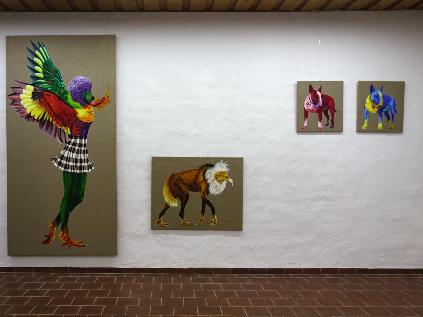 Blick in die Ausstellung<br>Gemälde von Petra Krischke